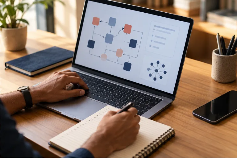 Exercício prático de inteligência artificial com notebook e anotações
